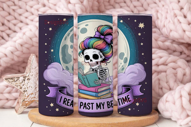 Skeleton Bookworm 20oz Tumbler Wrap Sublimation DesignSVG 