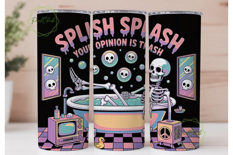 Skeleton Bubble Bath 20oz Tumbler Wrap Sublimation PixelChick 
