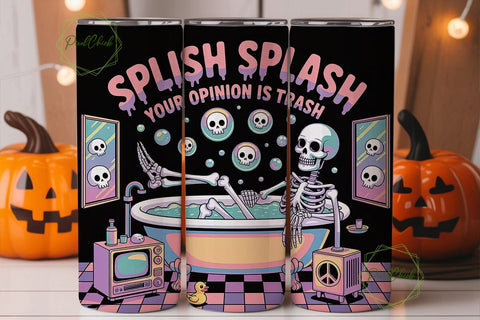 Skeleton Bubble Bath 20oz Tumbler Wrap Sublimation PixelChick 
