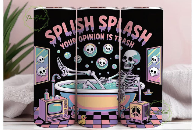 Skeleton Bubble Bath 20oz Tumbler Wrap Sublimation PixelChick 