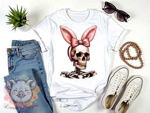 Skeleton Bunny, Spooky Easter, Halloween Bunny, Easter Clipart, Digital Download, Sublimation Design, Cute Skeleton Art, Oddity Decor Sublimation Lara' s Designs 
