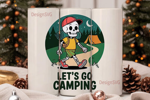 Skeleton Camping 20oz Tumbler Wrap Sublimation DesignSVG 