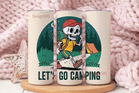 Skeleton Camping 20oz Tumbler Wrap Sublimation DesignSVG 