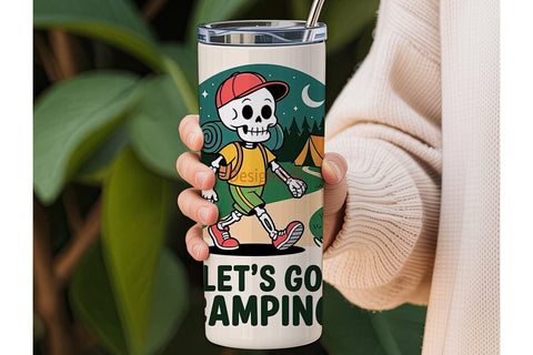 Skeleton Camping 20oz Tumbler Wrap Sublimation DesignSVG 