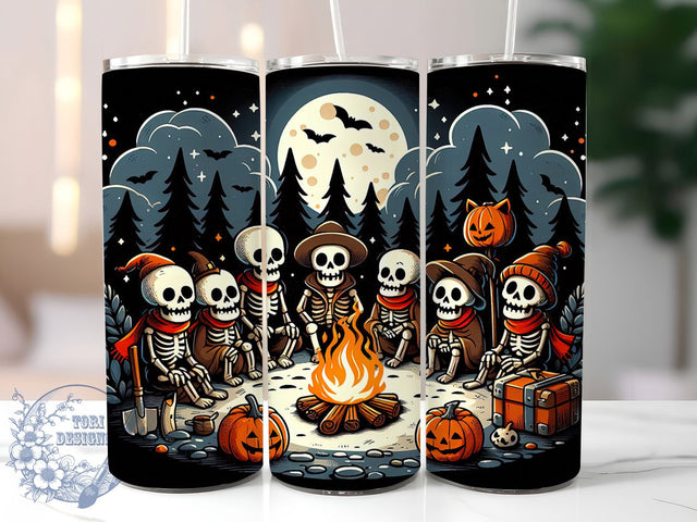Skeleton Camping Halloween Tumbler Wrap, Halloween Camping Wrap, 20Oz Spooky Cup, Haunted Forest Drinkware, Bone Crew Sublimation Design, Creepy Tent Tumbler, Skeleton Bonfire Wrap Sublimation ToriDesigns 