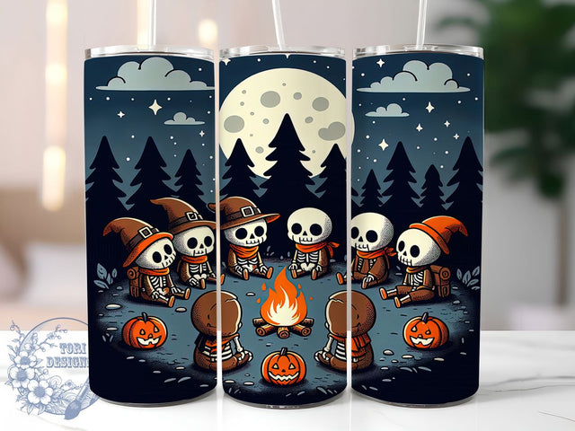 Skeleton Camping Halloween Tumbler Wrap, Halloween Camping Wrap, 20Oz Spooky Cup, Haunted Forest Drinkware, Bone Crew Sublimation Design, Creepy Tent Tumbler, Skeleton Bonfire Wrap Sublimation ToriDesigns 
