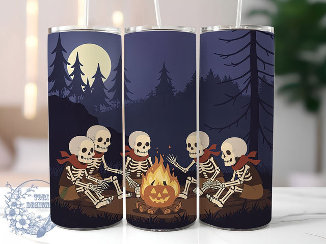 Skeleton Camping Halloween Tumbler Wrap, Halloween Camping Wrap, 20Oz Spooky Cup, Haunted Forest Drinkware, Bone Crew Sublimation Design, Creepy Tent Tumbler, Skeleton Bonfire Wrap Sublimation ToriDesigns 
