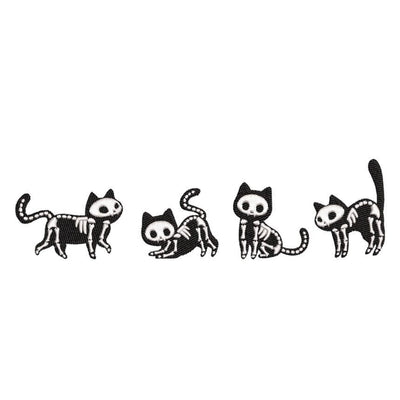 Skeleton Cats Embroidery Design, Halloween Embroidery Design, 4 sizes, Instant Download Embroidery/Applique DESIGNS Nino Nadaraia 