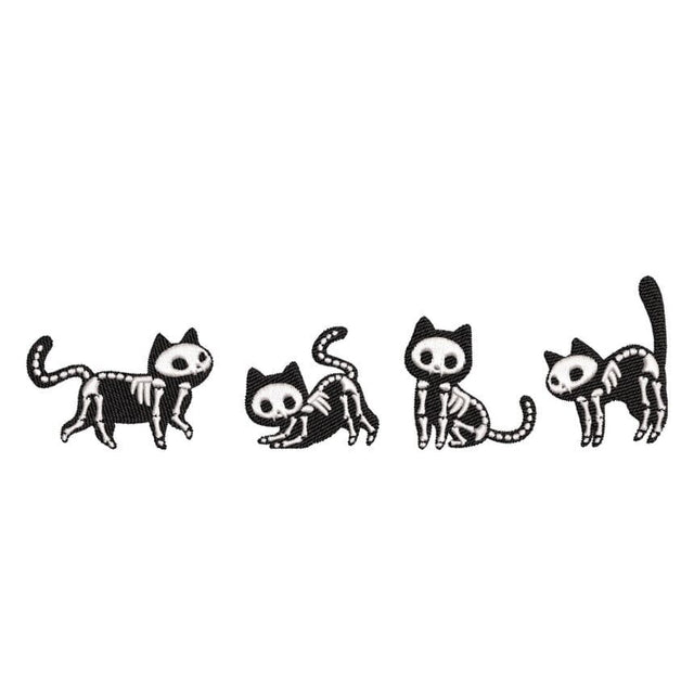 Skeleton Cats Embroidery Design, Halloween Embroidery Design, 4 sizes, Instant Download Embroidery/Applique DESIGNS Nino Nadaraia 