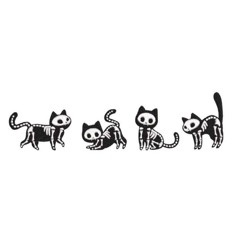Skeleton Cats Embroidery Design, Halloween Embroidery Design, 4 sizes, Instant Download Embroidery/Applique DESIGNS Nino Nadaraia 