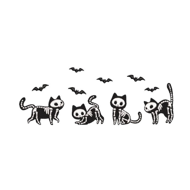 Skeleton Cats Embroidery Design, Halloween Embroidery Design, 4 sizes, Instant Download Embroidery/Applique DESIGNS Nino Nadaraia 