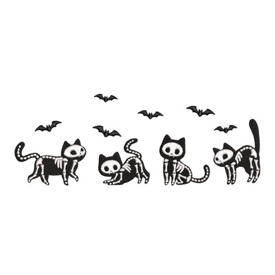 Skeleton Cats Embroidery Design, Halloween Embroidery Design, 4 sizes, Instant Download Embroidery/Applique DESIGNS Nino Nadaraia 