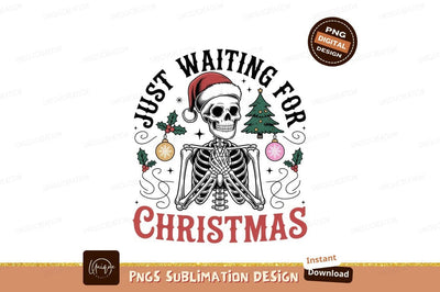 Skeleton Christmas festive celebration tree santa Sublimation Designangry 