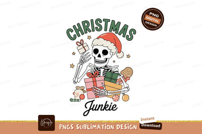 Skeleton Christmas Gifts Santa Hat image Sublimation Designangry 