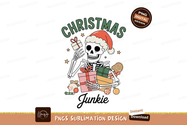 Skeleton Christmas Gifts Santa Hat image Sublimation Designangry 