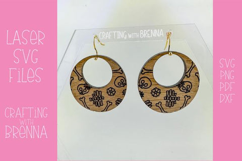 Skeleton Circle Earring Laser SVG SVG Crafting With Brenna 