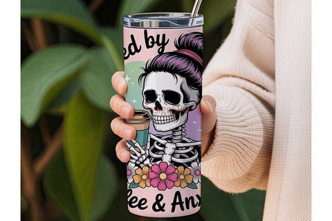 Skeleton Coffee & Anxiety 20oz Tumbler Sublimation DesignSVG 