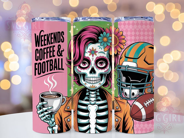Skeleton Coffee Football Mom Tumbler Wrap, Pink Coffee Wrap, 20oz Sublimation, Women’s Football Cup, Skeleton Mom Mug, Cute Sports Tumbler, Fall Coffee Drinkware Sublimation SvggirlplusArt 