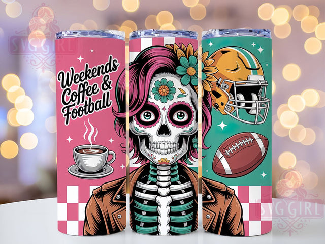 Skeleton Coffee Football Mom Tumbler Wrap, Pink Coffee Wrap, 20oz Sublimation, Women’s Football Cup, Skeleton Mom Mug, Cute Sports Tumbler, Fall Coffee Drinkware Sublimation SvggirlplusArt 