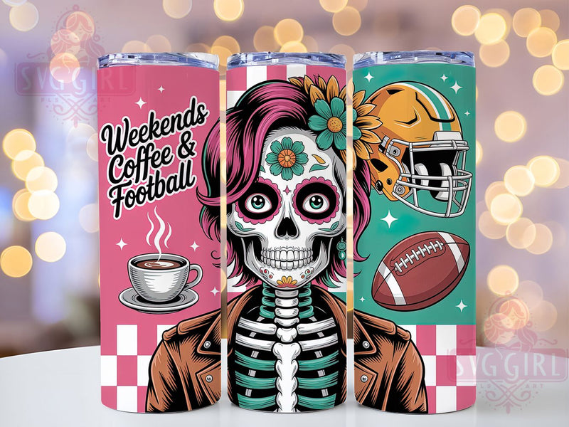 Skeleton Coffee Football Mom Tumbler Wrap, Pink Coffee Wrap, 20oz Sublimation, Women’s Football Cup, Skeleton Mom Mug, Cute Sports Tumbler, Fall Coffee Drinkware Sublimation SvggirlplusArt 