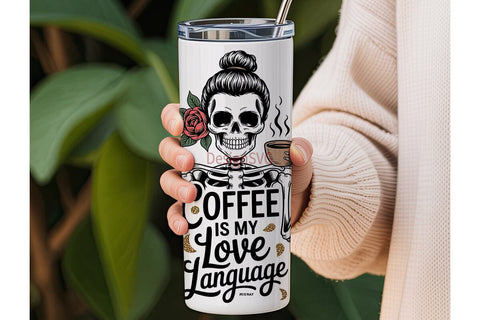 Skeleton Coffee Love 20oz Tumbler Wrap Sublimation DesignSVG 