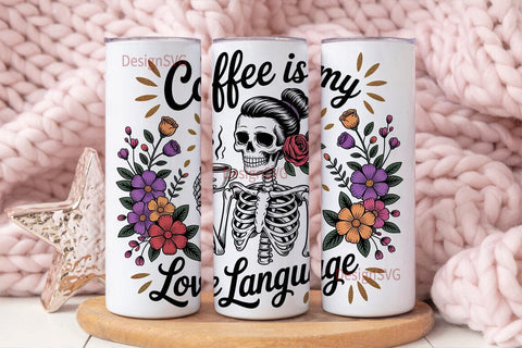 Skeleton Coffee Love 20oz Tumbler Wrap Sublimation DesignSVG 