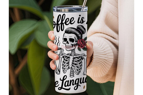 Skeleton Coffee Love 20oz Tumbler Wrap Sublimation DesignSVG 