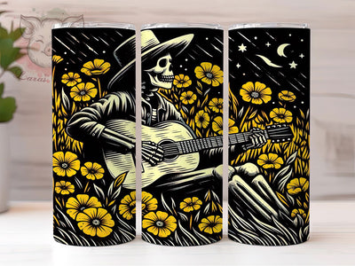 Skeleton Cowboy Guitar Western Tumbler, Guitar Skeleton Wrap, Western Skull Cup, 20oz Sublimation Design, Country Music Tumbler, Cowboy Halloween Gift, Spooky Guitar Tumbler Sublimation Lara' s Designs 