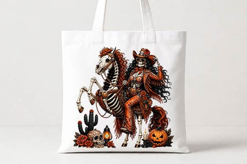 Skeleton Cowgirl Halloween PNG, Western Sublimation Design SVG BillahCrafts 