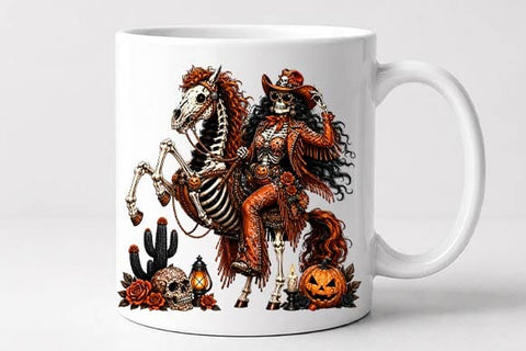 Skeleton Cowgirl Halloween PNG, Western Sublimation Design SVG BillahCrafts 