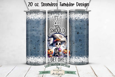 Skeleton Cupcake Life Is Sweet | Seamless 20 oz Tumbler Design Sublimation Ewe-N-Me Designs 