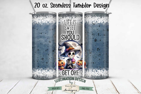 Skeleton Cupcake Life Is Sweet | Seamless 20 oz Tumbler Design Sublimation Ewe-N-Me Designs 