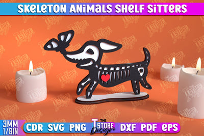 Skeleton Dog Spider Sitters | Halloween Skeleton | Little Monsters | CNC File SVG The T Store Design 