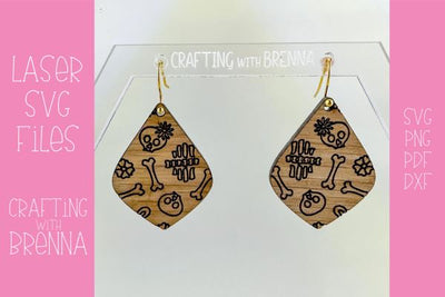 Skeleton Drop Earring Laser SVG File SVG Crafting With Brenna 