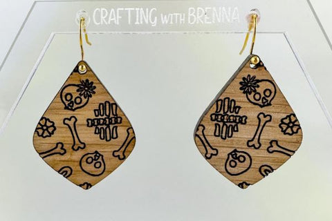Skeleton Drop Earring Laser SVG File SVG Crafting With Brenna 