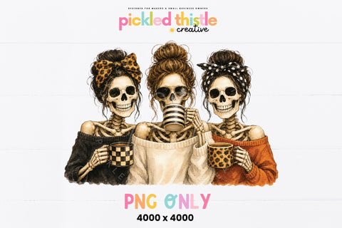 Skeleton Fall Friends PNG SVG Pickled Thistle Creative 