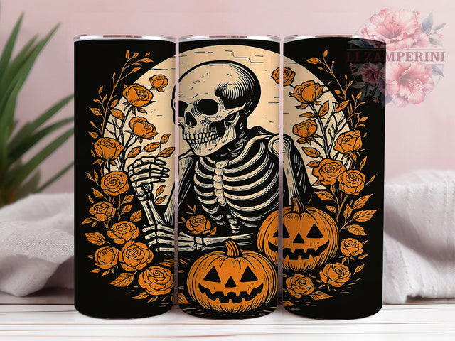 Skeleton Fall Vibes Halloween Tumbler Wrap, Fall Vibes Tumbler, Spooky Season Tumbler, Skeleton Tumbler Wrap, 20oz Skinny Tumbler Png, Halloween Sublimation, Autumn Tumbler Design Sublimation Li Zamperini 