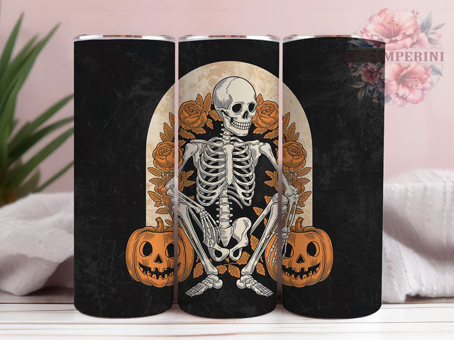 Skeleton Fall Vibes Halloween Tumbler Wrap, Fall Vibes Tumbler, Spooky Season Tumbler, Skeleton Tumbler Wrap, 20oz Skinny Tumbler Png, Halloween Sublimation, Autumn Tumbler Design Sublimation Li Zamperini 