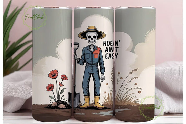 Skeleton Farmer 20oz Tumbler Wrap Sublimation PixelChick 