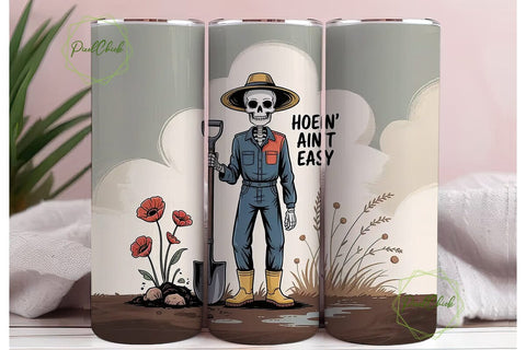 Skeleton Farmer 20oz Tumbler Wrap Sublimation PixelChick 