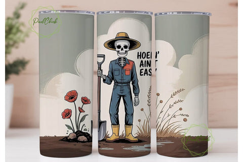 Skeleton Farmer 20oz Tumbler Wrap Sublimation PixelChick 