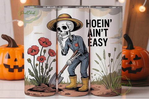 Skeleton Farmer 20oz Tumbler Wrap Sublimation PixelChick 