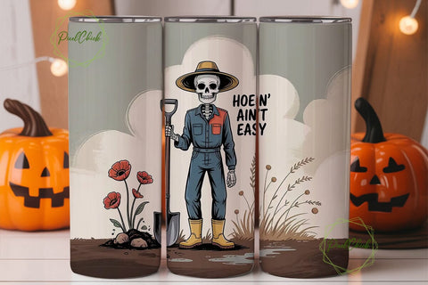 Skeleton Farmer 20oz Tumbler Wrap Sublimation PixelChick 
