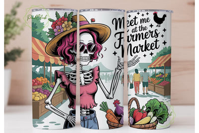 Skeleton Farmers Market 20oz Tumbler Sublimation PixelChick 