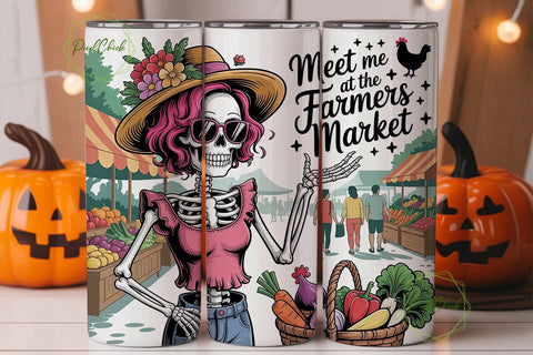 Skeleton Farmers Market 20oz Tumbler Sublimation PixelChick 