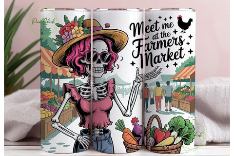 Skeleton Farmers Market 20oz Tumbler Sublimation PixelChick 