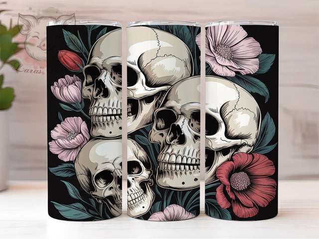 Skeleton Field Floral Tumbler Wrap, Funny Skull Wrap, 20oz Tumbler Sublimation, Floral Fall Skeleton Design, Humorous Halloween Tumbler, Autumn Skull Sublimation, Whimsical Bone Wrap Sublimation Lara' s Designs 