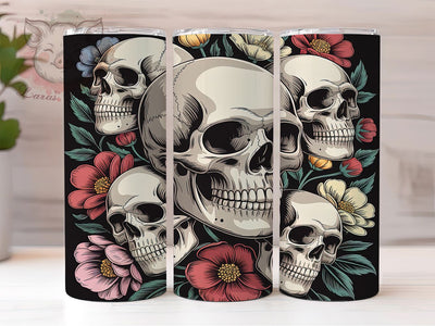 Skeleton Field Floral Tumbler Wrap, Funny Skull Wrap, 20oz Tumbler Sublimation, Floral Fall Skeleton Design, Humorous Halloween Tumbler, Autumn Skull Sublimation, Whimsical Bone Wrap Sublimation Lara' s Designs 