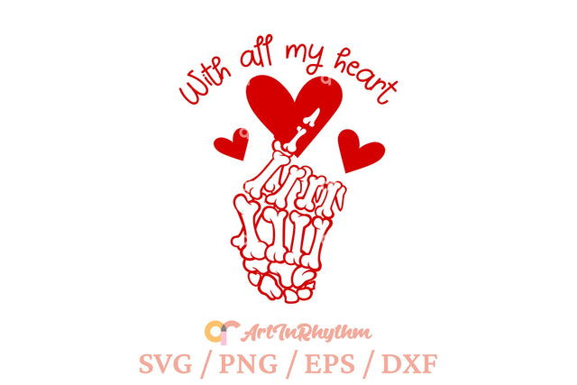 Skeleton finger heart svg, Happy Valentine's day svg SVG Artinrhythm shop 