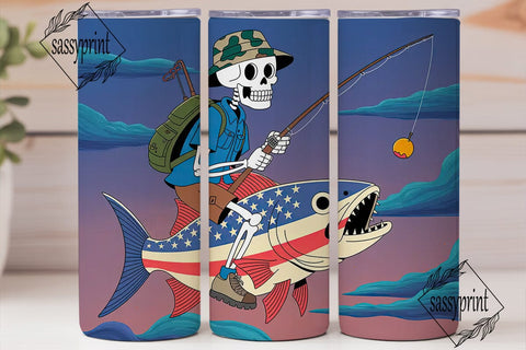 Skeleton Fishing Adventure 20oz Tumbler Sublimation sassyprint 